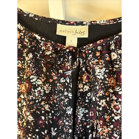 Boho Floral Midi Dress Cottagecore Peasant Prairie Dark Fairy Grunge Flowy L - Picture 3 of 7